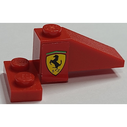 Stickered Assembly 4 x 2 x 1 1/3 with Ferrari Logo On Red Background Pattern Model Right Side (Sticker) - Set 2556 - 1 Slope 33 3 x 1, 1 Plate 2 x 2 Corner