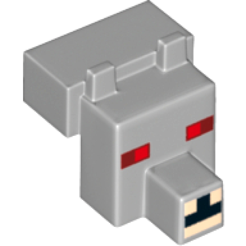 Деталь LEGO 20308pb02 Creature Head Pixelated with Snout with Red and Dark Red Eyes Small, Light Nougat Muzzle Pattern (Minecraft Angry Wolf)