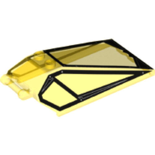 Деталь LEGO 21849pb03 Windscreen 8 x 4 x 2 with 2 Studs and Bar Handle with Black Cockpit Window Frames with Lines and Rivets Pattern