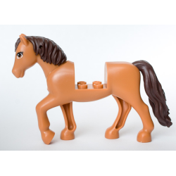 Horse, Friends Style with 2 x 2 Cutout and Movable Neck with Fixed Flexible Rubber Dark Brown Tail and Mane with Medium Nougat Eyes, Dark Brown Eyelashes Pattern