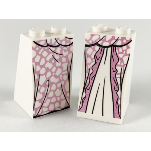 Деталь LEGO 3684cpb025 Slope 75 2 x 2 x 3 - Solid Studs with Metallic Pink Dress and White Spots Pattern