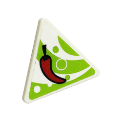 Road Sign 2 x 2 Triangle with Open O Clip with Red Chili Pepper on Lime Curved Stripes Pattern (Sticker) - Set 41701