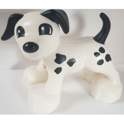 Duplo Dog with Black Eyes, Ears, Nose, Tail, and Spots Pattern