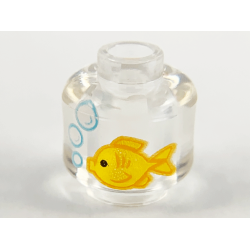 Minifigure, Head without Face with Yellow Fish and White Bubbles Pattern
