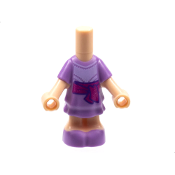 Micro Doll, Body with Molded Medium Lavender Short Layered Dress and Shoes and Printed Lavender Top and Magenta Sash Pattern Micro Doll, Body with Molded Medium Lavender Short Layered Dress and Shoes and Printed Lavender Top and Magenta Sash Pattern