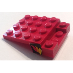 Stickered Assembly 5 x 4 x 1 with Classic Fire Logo Pattern on Both Sides (Stickers) - Set 620 - 1 Plate 4 x 4 , 3 Plate 1 x 2, 1 Plate 2 x 4