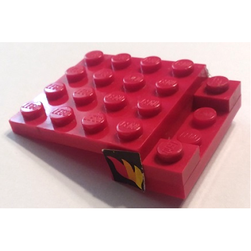 Деталь LEGO BA068pb01 Stickered Assembly 5 x 4 x 1 with Classic Fire Logo Pattern on Both Sides (Stickers) - Set 620 - 1 Plate 4 x 4 , 3 Plate 1 x 2, 1 Plate 2 x 4