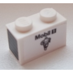 Brick 1 x 2 with 'Mobil 1' and Michelin Logo on Side and Silver Grille on Black Background on End Pattern Model Right Side (Stickers) - Set 75876