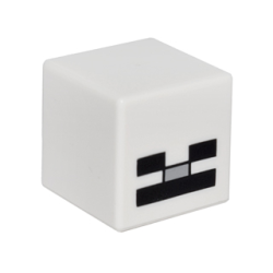 Minifigure, Head, Modified Cube with Pixelated Black Eyes, Light Bluish Gray Nose, and Black Mouth Pattern (Minecraft Skeleton)