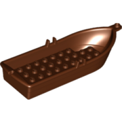 Boat, 14 x 5 x 2 with Oarlocks without Hollow Inside Studs - Reddish Brown Boat, 14 x 5 x 2 with Oarlocks without Hollow Inside Studs - Reddish Brown