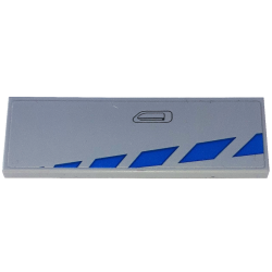 Tile 2 x 6 with Blue Stripes and Black Door Handle Outline Pattern Model Left Side (Sticker) - Set 76917