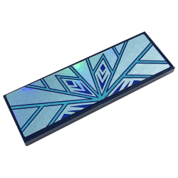Tile 2 x 6 with Metallic Light Blue Snowflake and Ice Crystals Pattern (Sticker) - Set 43197