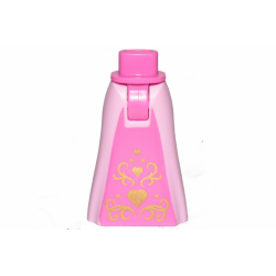 Mini Doll Hips and Skirt Full Length with Dark Pink Middle and Gold Hearts Pattern - Thick Hinge Mini Doll Hips and Skirt Full Length with Dark Pink Middle and Gold Hearts Pattern - Thick Hinge