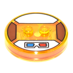 Dimensions Toy Tag 4 x 4 x 2/3 with 2 Studs and Trans-Orange Bottom with 3D Glasses with Blue and Red Lenses on White Background Pattern (Gizmo) Dimensions Toy Tag 4 x 4 x 2/3 with 2 Studs and Trans-Orange Bottom with 3D Glasses with Blue and Red Lenses on White Background Pattern (Gizmo)