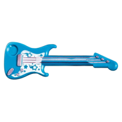 Minifigure, Utensil Musical Instrument, Guitar Electric with Metallic Pink Strings, Bridge, and Output Jack and White Pickguard with Stars Pattern