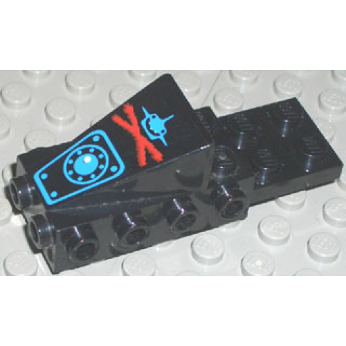 Деталь LEGO 2336pb01 Cockpit Space Nose with Aquazone Aquashark Blue Shark with Red 'X' Pattern