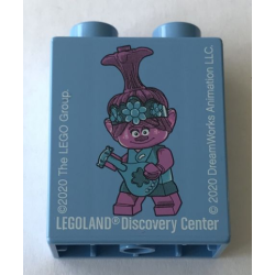 Duplo, Brick 1 x 2 x 2 with Poppy Trolls LEGOLAND Discovery Center 2020 Pattern