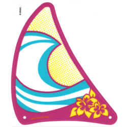 Plastic Triangle 23 x 26 Sail with Magenta Border, White and Medium Azure Wavy Stripes and Yellow Flowers and Dots Pattern