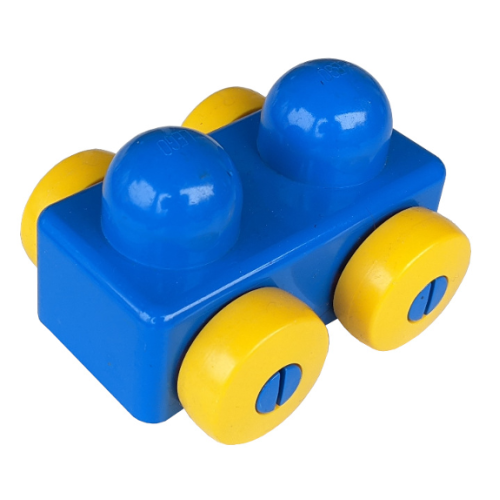 Деталь LEGO 31008c01 Primo Vehicle Wagon without Tow Hitches with Yellow Wheels - Blue