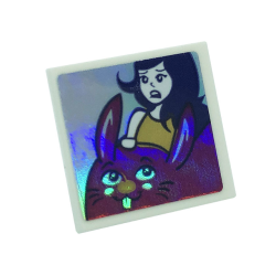 Road Sign 2 x 2 Square with Open O Clip with Woman and Rabbit Roller Coaster Car Pattern (Sticker) - Set 41685