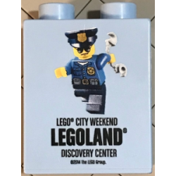 Duplo, Brick 1 x 2 x 2 with LEGO City Weekend LEGOLAND Discovery Center Pattern Duplo, Brick 1 x 2 x 2 with LEGO City Weekend LEGOLAND Discovery Center Pattern