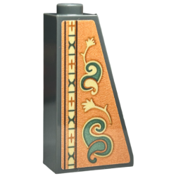 Slope 75 2 x 1 x 3 - Hollow Stud with Wallpaper, Sand Green and Tan Swirls, Feathers and Ornamental Geometric Border on Orange Background Pattern (Sticker) - Set 40579 Slope 75 2 x 1 x 3 - Hollow Stud with Wallpaper, Sand Green and Tan Swirls, Feathers and Ornamental Geometric Border on Orange Background Pattern (Sticker) - Set 40579