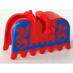 Horse Barding, Ruffled Edge with Dragons on Blue Background Pattern