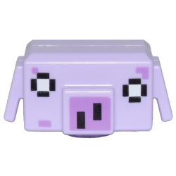 Minifigure, Head, Modified Cube with Ear Flaps with Pixelated Black and White Eyes and Medium Lavender Nose Pattern (Minecraft Blaze Runt)