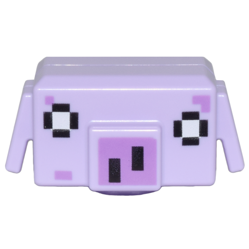 Деталь LEGO 5018pb01 Minifigure, Head, Modified Cube with Ear Flaps with Pixelated Black and White Eyes and Medium Lavender Nose Pattern (Minecraft Blaze Runt)