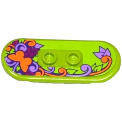 Minifigure, Utensil Skateboard Deck with Orange Butterfly, Medium Lavender Stems and Leaves Pattern (Sticker) - Set 41099