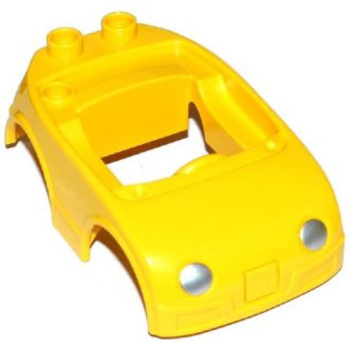 Деталь LEGO 92014pb05 Duplo Car Body with 2 Studs on Back and Silver Headlights Pattern (fits over Car Base 2 x 4)