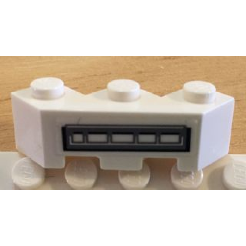 Деталь LEGO 2462pb03L Brick, Modified Facet 3 x 3 with Gray Bars Pattern Model Left Side (Sticker) - Set 5979