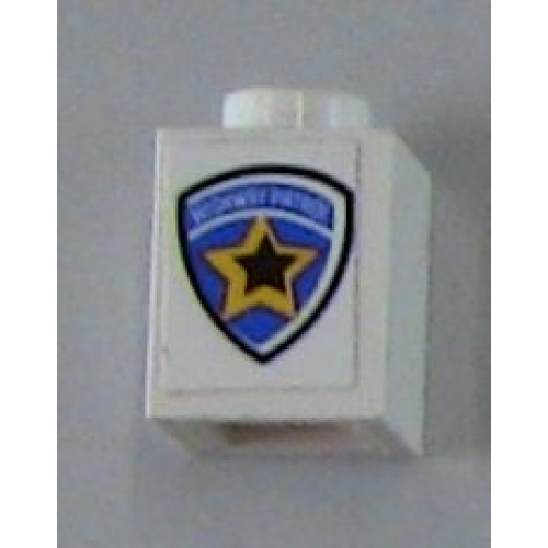 Деталь LEGO 3005pb015 Brick 1 x 1 with Highway Patrol Logo Pattern (Sticker) - Sets 6111 / 8665