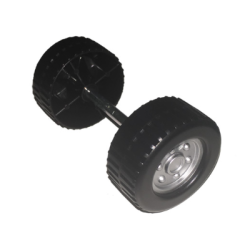 Duplo Wheel with Tread (34mm diameter) Double Assembly with Metal Axle (45mm) and Metallic Silver Classic Hub Pattern Duplo Wheel with Tread (34mm diameter) Double Assembly with Metal Axle (45mm) and Metallic Silver Classic Hub Pattern