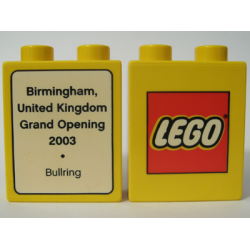 Duplo, Brick 1 x 2 x 2 with The LEGO Store Birmingham 2003 (Bullring) Opening Pattern Duplo, Brick 1 x 2 x 2 with The LEGO Store Birmingham 2003 (Bullring) Opening Pattern