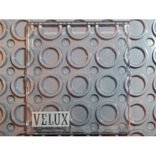 Деталь LEGO 4448pb08 Glass for Window 4 x 4 x 3 Roof with VELUX Logo Pattern