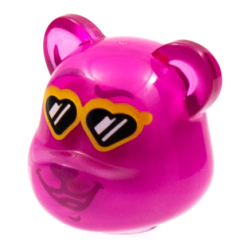 Minifigure, Head, Modified Bear with Molded Dark Pink Core and Printed Magenta Eyebrows, Nose and Mouth, Yellow Heart Sunglasses with Black Lenses Pattern Minifigure, Head, Modified Bear with Molded Dark Pink Core and Printed Magenta Eyebrows, Nose and Mouth, Yellow Heart Sunglasses with Black Lenses Pattern