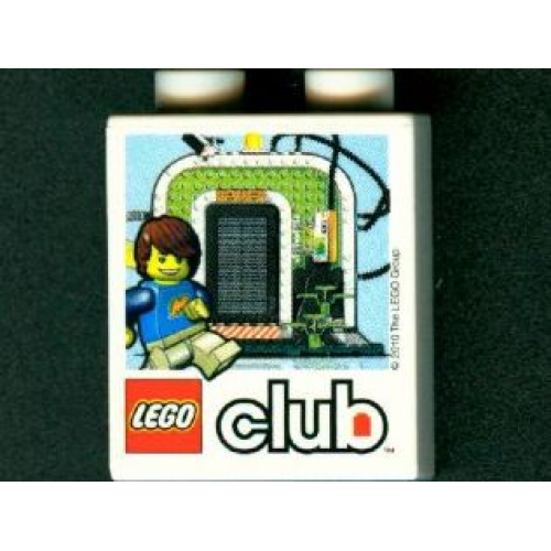 Деталь LEGO 4066pb382 Duplo, Brick 1 x 2 x 2 with LEGO Club and Max with Gateway Pattern (LEGO Universe Promotion)