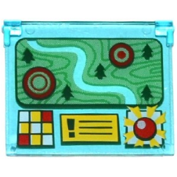 Glass for Window 1 x 4 x 3 - Opening with Terrain Map with Trees and Targets and Buttons Pattern