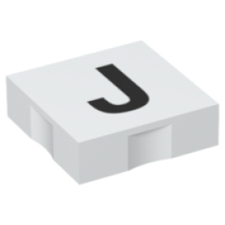 Duplo, Tile 2 x 2 with Black Capital Letter J Pattern
