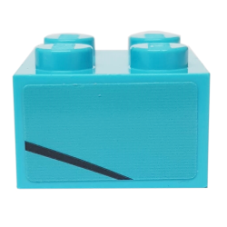 Brick 2 x 2 with Black Line on Medium Azure Background Pattern Model Left Side (Sticker) - Set 76898