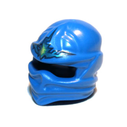 Minifigure, Headgear Ninjago Wrap Type 1 with Dark Blue, Metallic Cyan and Neon Green Electricity Lightning Energy Pattern