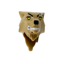 Minifigure, Head, Modified Wolf, Smooth Hair and Brow with Black Nose and Eyebrows, White Teeth and Fangs, Yellow Eyes, Cut Eyebrow Left Pattern Minifigure, Head, Modified Wolf, Smooth Hair and Brow with Black Nose and Eyebrows, White Teeth and Fangs, Yellow Eyes, Cut Eyebrow Left Pattern