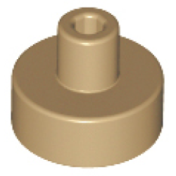 Tile, Round 1 x 1 with Bar and Pin Holder - Dark Tan