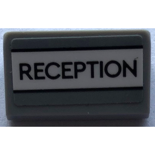 Деталь LEGO 85984pb391 Slope 30 1 x 2 x 2/3 with 'RECEPTION' Pattern (Sticker) - Set 21336