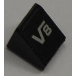 Slope 30 1 x 1 x 2/3 with Silver 'V8' on Black Background Pattern (Sticker) - Set 8186
