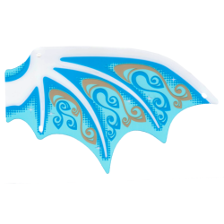 Plastic Wing Dragon with White Spines, Dark Azure and Gold Scrollwork and White Sparkles Pattern