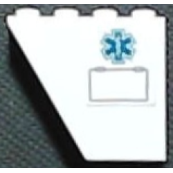 Slope, Inverted 60 4 x 1 x 3 with Dark Turquoise EMT Star of Life and Hatch Outline Pattern Model Right Side (Sticker) - Set 60343