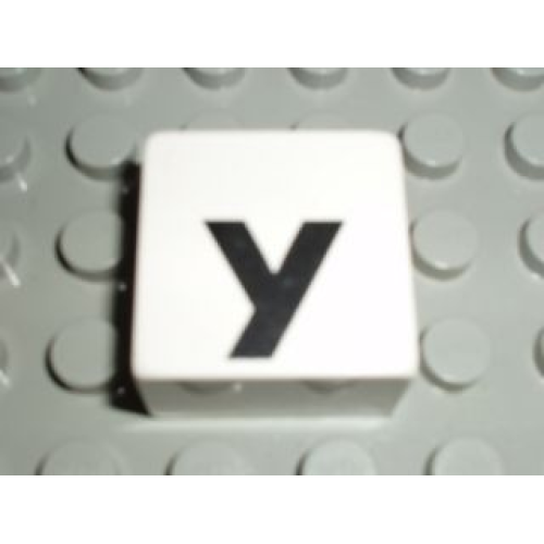 Деталь LEGO 2756pb360 Duplo, Tile 2 x 2 x 1 with Black Lowercase Letter y Pattern
