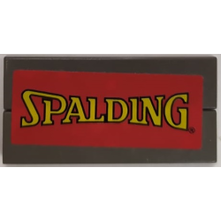 Stickered Assembly 4 x 2 with Yellow 'SPALDING' on Red Background Pattern (Sticker) - Set 3432 - 2 Tile 1 x 4